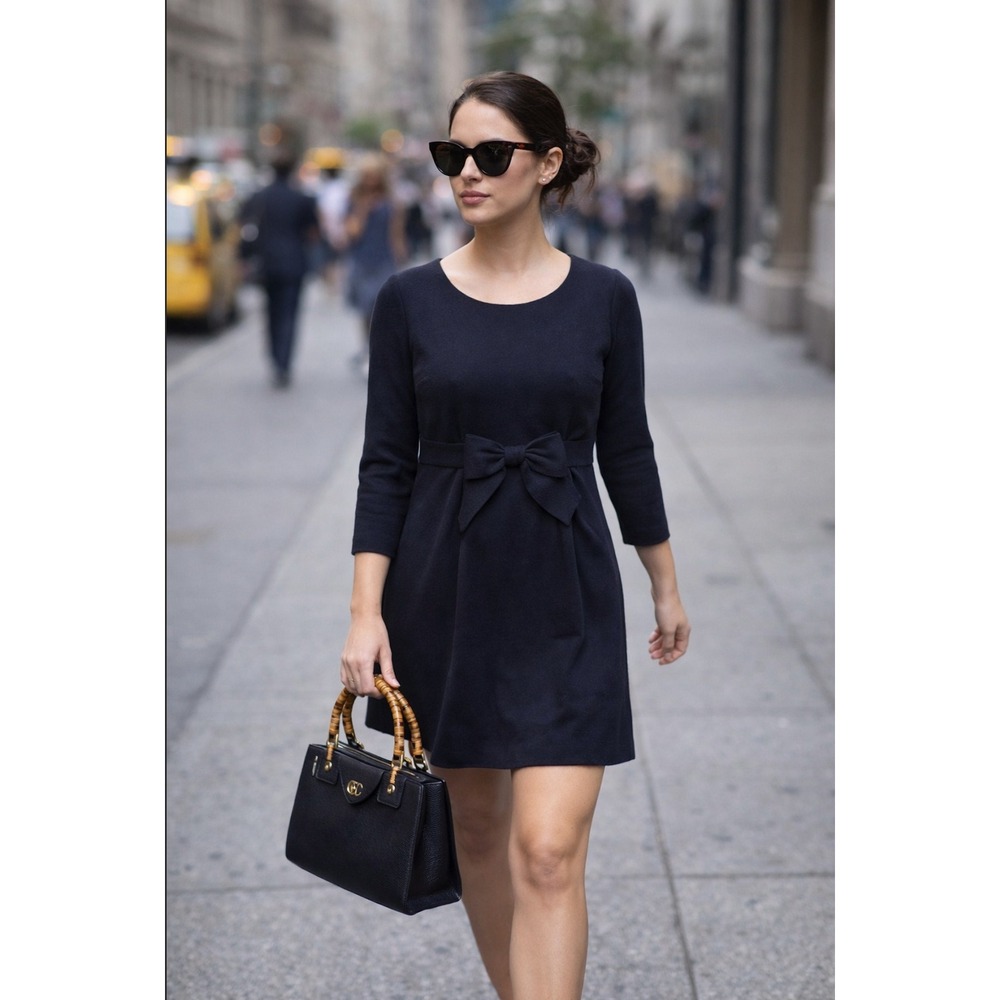 Moschino Cheap & Chic Bow Back Wool Dress | Black | Made in Italy